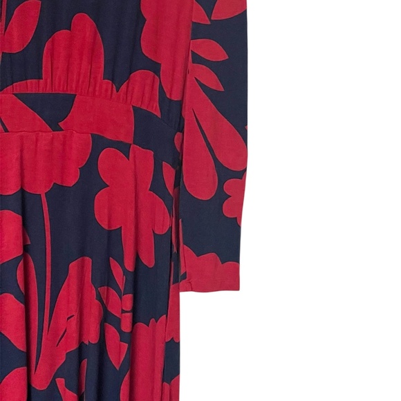 Boden Red and Navy Floral Abstract Print Midi Soft Jersey Dress. Size 8R - Picture 6 of 9